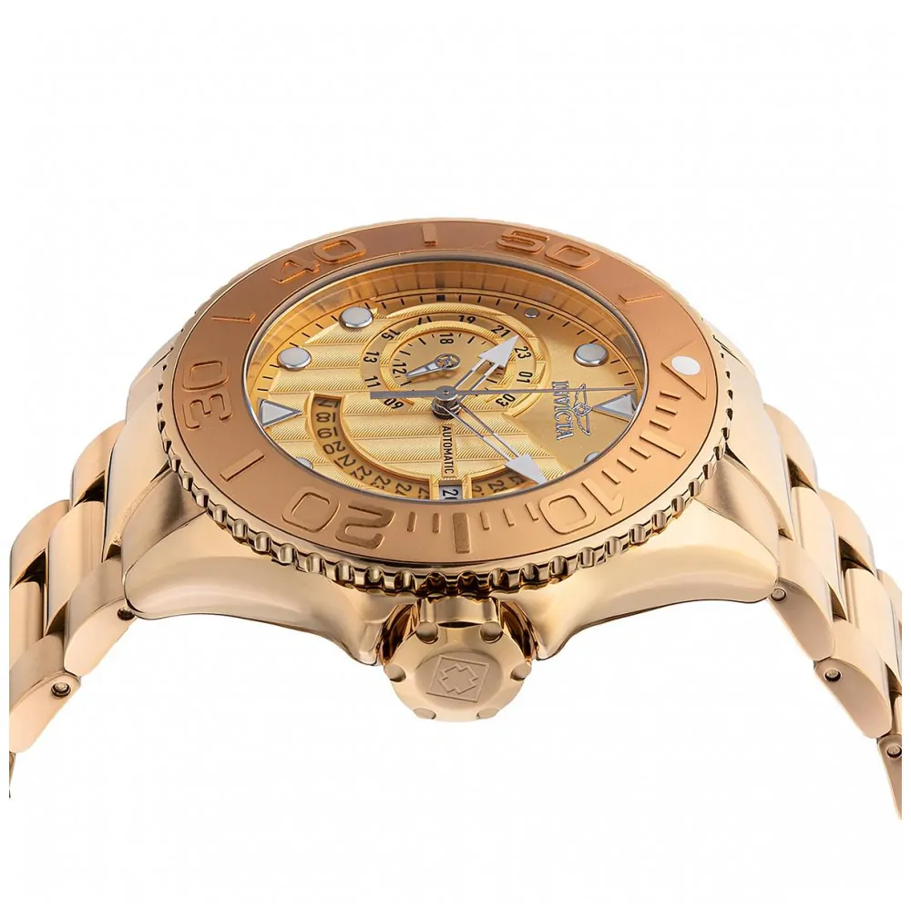 ectq44284_vni_1 jpg - Relógio Masculino Automático Invicta Grand Diver 52mm em Ouro 48244 -Este incrível relógio Invicta da coleção Grand Diver oferece um movimento Automático preciso, com uma deslumbrante caixa em ouro. O mostrador exibe uma tonalidade dourada em plásti