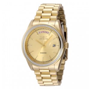 ectq46784_vni_0 jpg - Relógio Invicta Elite Diamond com 0,30 Quilates de Diamantes, Unissex, 38mm, Dourado 48764 -<p>Este incrível relógio Invicta da coleção Elite Diamond oferece um movimento Quartz preciso, com incríveis 0,36 quilates de diamantes autênticos, em uma sofisticada caixa dourada. O</p>