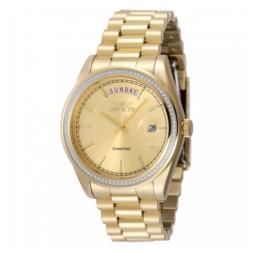 ectq46784_vni_0 jpg - Relógio Invicta Elite Diamond com 0,30 Quilates de Diamantes, Unissex, 38mm, Dourado 48764 -Este incrível relógio Invicta da coleção Elite Diamond oferece um movimento Quartz preciso, com incríveis 0,36 quilates de diamantes autênticos, em uma sofisticada caixa dourada. O