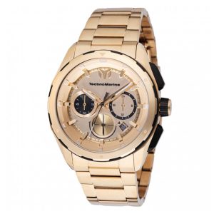 ectq490813_mt_vni_0 jpg - Relógio Masculino TechnoMarine Ocean Nomad 43mm, Dourado TM318094 -<p>Apresentamos o impressionante relógio TechnoMarine Nomad, que possui um movimento de Quartzo preciso e um elegante estojo preto e dourado. Seu mostrador em metal dourado é protegid</p>