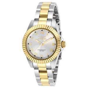 ectq52782_vni_0 jpg - Relógio Feminino Invicta Pro Diver 34mm, Aço, Dourado 28725 -<p>Apresentamos o incrível relógio Invicta da coleção Pro Diver, equipado com movimento de Quartzo preciso e caixa em aço dourado incrível. O mostrador exibe um dial de metal prateado</p>