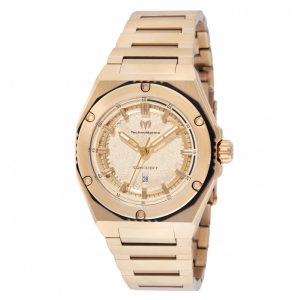 ectq540614_mt_vni_0 jpg - Relógio Feminino TechnoMarine Coral Coral Legacy 36mm, Dourado TM416045 -<p>Este impressionante relógio TechnoMarine Coral Legacy apresenta um movimento preciso de quartzo, com caixa preta e dourada. Seu mostrador em metal dourado é protegido por um crista</p>