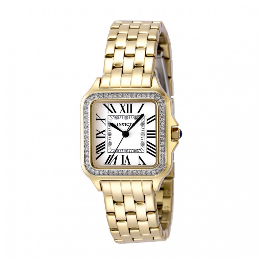 ectq59984_vni_0 jpg - Relógio Feminino Invicta Angel 28mm, Dourado 48995 -Este incrível relógio Invicta da coleção Angel oferece um movimento Quartzo preciso, em um deslumbrante case dourado. O mostrador exibe um dial prateado de latão protegido por noss