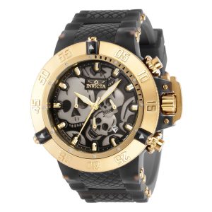 ectq72373_gz_vni_0 jpg - Relógio Masculino Invicta Subaqua Skull 50mm, Dourado, Preto ZG37327 -<p>Este impressionante relógio Invicta Subaqua apresenta um movimento preciso de quartzo, além de uma caixa dourada e preta. Seu mostrador de metal é protegido por um cristal mineral&</p>