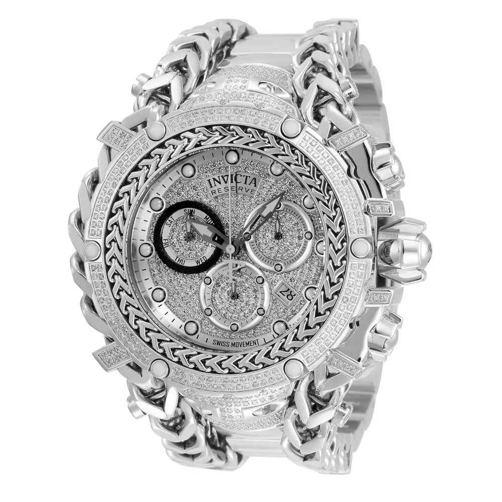 Relógio Masculino Invicta Reserve Gladiator 2, 92 Quilates Diamante, Swiss Ronda Z60, Aço 58,3 mm