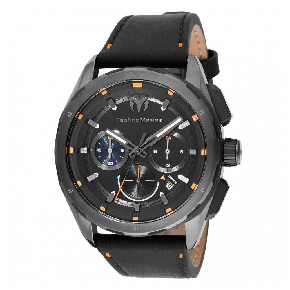 ectq780813_mt_vni_0 jpg - Relógio Masculino TechnoMarine Ocean Nomad 43mm Preto TM318087 -Este relógio chamativo da TechnoMarine da coleção Nomad é movido por um preciso mecanismo de quartzo, com uma caixa cinza e preta. Seu mostrador é decorado por um dial preto de met