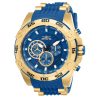 ectq80552_vni_0 jpg - Relógio Masculino de Quartzo Speedway, Invicta 25508, Azul e Dourado -Este atraente relógio Invicta da coleção Speedway é alimentado por um movimento de quartzo preciso, com uma caixa dourada. Seu mostrador é decorado por um mostrador de metal azul e