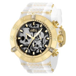 ectq82373_gz_vni_0 jpg - Relógio Masculino Invicta Subaqua Skull 50mm, Dourado, Branco ZG37328 -<p>Este impressionante relógio Invicta Subaqua apresenta um movimento preciso de quartzo, além de uma caixa dourada e branca. Seu mostrador de metal é protegido por um cristal mineral</p>