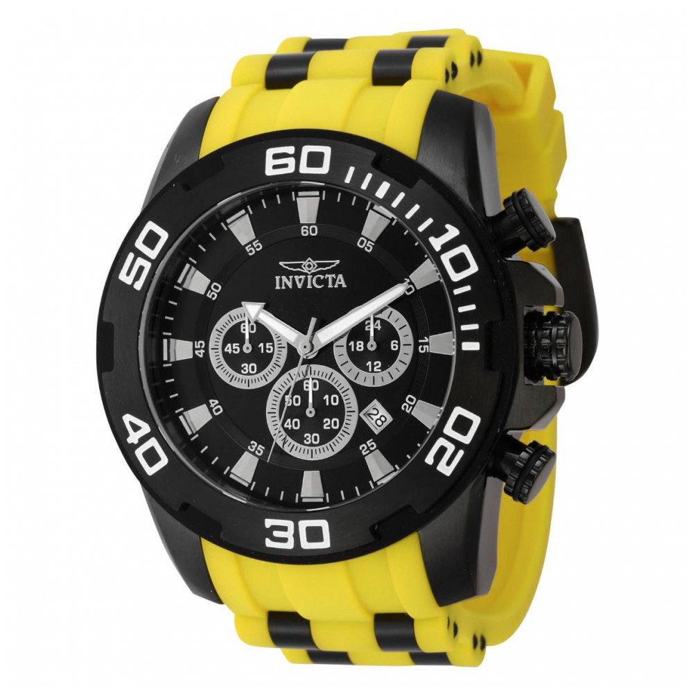 ectq84544_vni_0 jpg - PRO SCUBA MEN S RELISTA 50mm. Amarelo. Preto 44548 -Este relógio de Invicta de Eycatching da coleção Pro é alimentado por um movimento preciso, com um estojo preto Seu rosto é decorado por um mostrador preto, metal e protegido por u