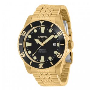 ectq85793_vni_0 jpg - Relógio Masculino Invicta Pro Diver Automático 44mm, Dourado 39758 -<p>Explore as profundezas do estilo com o Relógio Masculino Invicta Pro Diver Automático. Com caixa de aço dourado de 44mm, mostrador preto em metal, luneta unidirecional e marcadores</p>