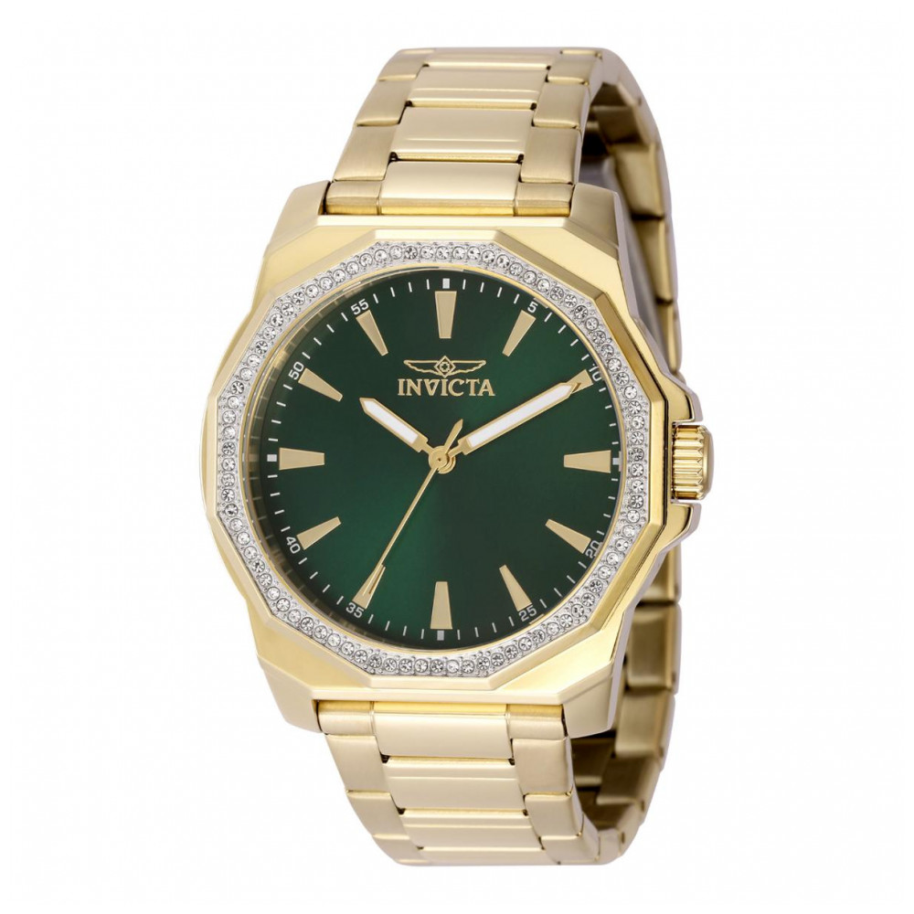 ectq90194_vni_0 jpg - Relógio Masculino Invicta Speedway 42mm Dourado 49109 -Este impressionante relógio Invicta Speedway apresenta um movimento preciso de quartzo e um elegante estojo dourado. Seu mostrador verde em latão é protegido por um cristal mineral