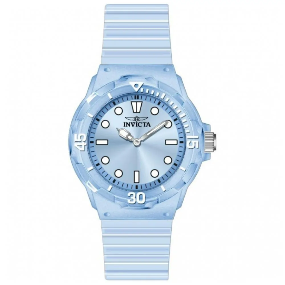 ectq90294_vni_0 jpg - Relógio Feminino Invicta Celestial 35mm Transparente e Azul 49209 -Este relógio chamativo da coleção Celestial da Invicta é movido por um preciso movimento de Quartzo, com caixa azul. Seu mostrador é decorado por um dial azul de latão e protegido&