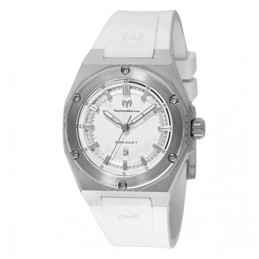 ectq940614_mt_vni_0 jpg - Relógio Feminino TechnoMarine Coral Coral Legacy 36mm Branco TM416049 -Este belo relógio TechnoMarine Coral Legacy apresenta um movimento preciso de Quartzo, em uma caixa de aço prateada. Seu mostrador exibe uma elegante cor prateada, protegido por um