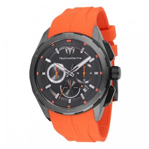 ectq990813_mt_vni_0 jpg - Relógio Masculino TechnoMarine Ocean Nomad 43mm Laranja TM318099 -<p>Este impressionante relógio TechnoMarine Nomad apresenta um movimento preciso de quartzo, além de uma caixa cinza e preta. Seu mostrador de metal preto é protegido por um cristal m</p>
