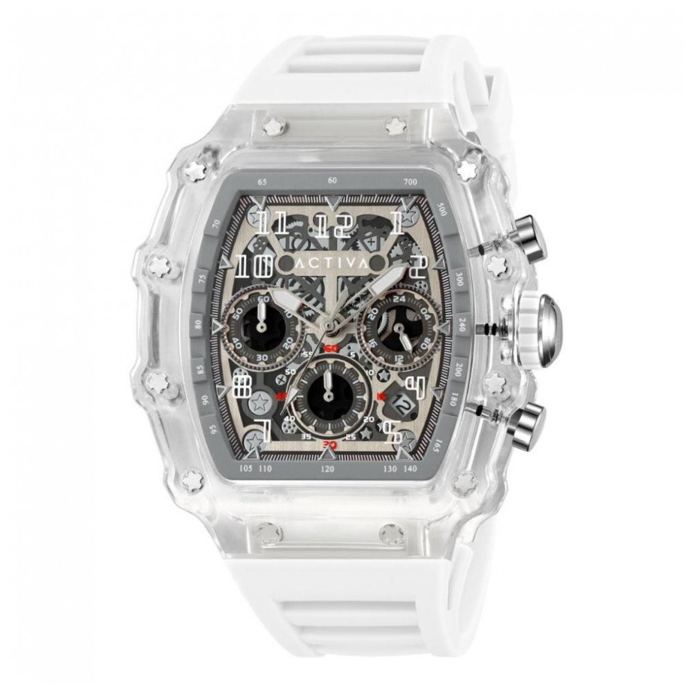 Relógio Masculino Invicta Activa com Mostrador Esqueleto 44.3mm, Branco ACW2305004