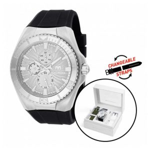 Relógio TechnoMarine Cruise California Masculino 45mm, Preto, Branco, Verde com Pulseira Intercambiável TM124016