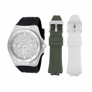 Relógio TechnoMarine Cruise California Masculino 45mm, Preto, Branco, Verde com Pulseira Intercambiável TM124016