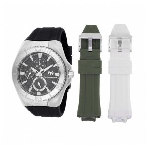 Relógio TechnoMarine Cruise California Masculino 45mm, Preto, Branco, Verde com Pulseira Interchangeável TM124017