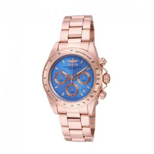 Relógio Feminino de Quartzo Speedway, Invicta 16658, Ouro Rosa e Azul Claro
